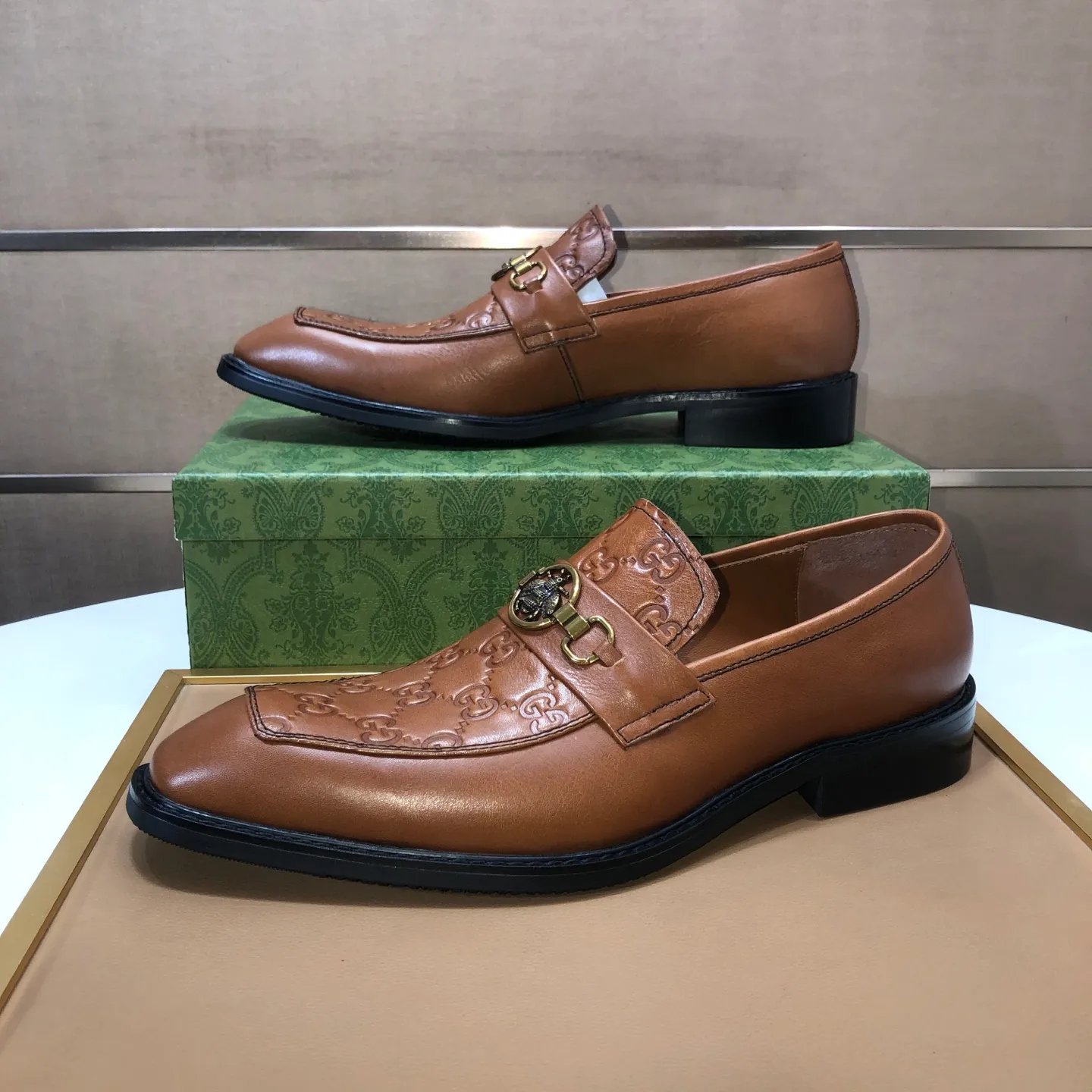 Men's men's shoes💰460💰【GUCCI】 (Niuli) new style🍀Gucci* - top version Gucci new leather shoes! It is made of imported original materials and has a comfortable first layer of cowhide lining! Original wear-resistant rubber outsole! High quality products! Code number 38-45 (45 customized)
